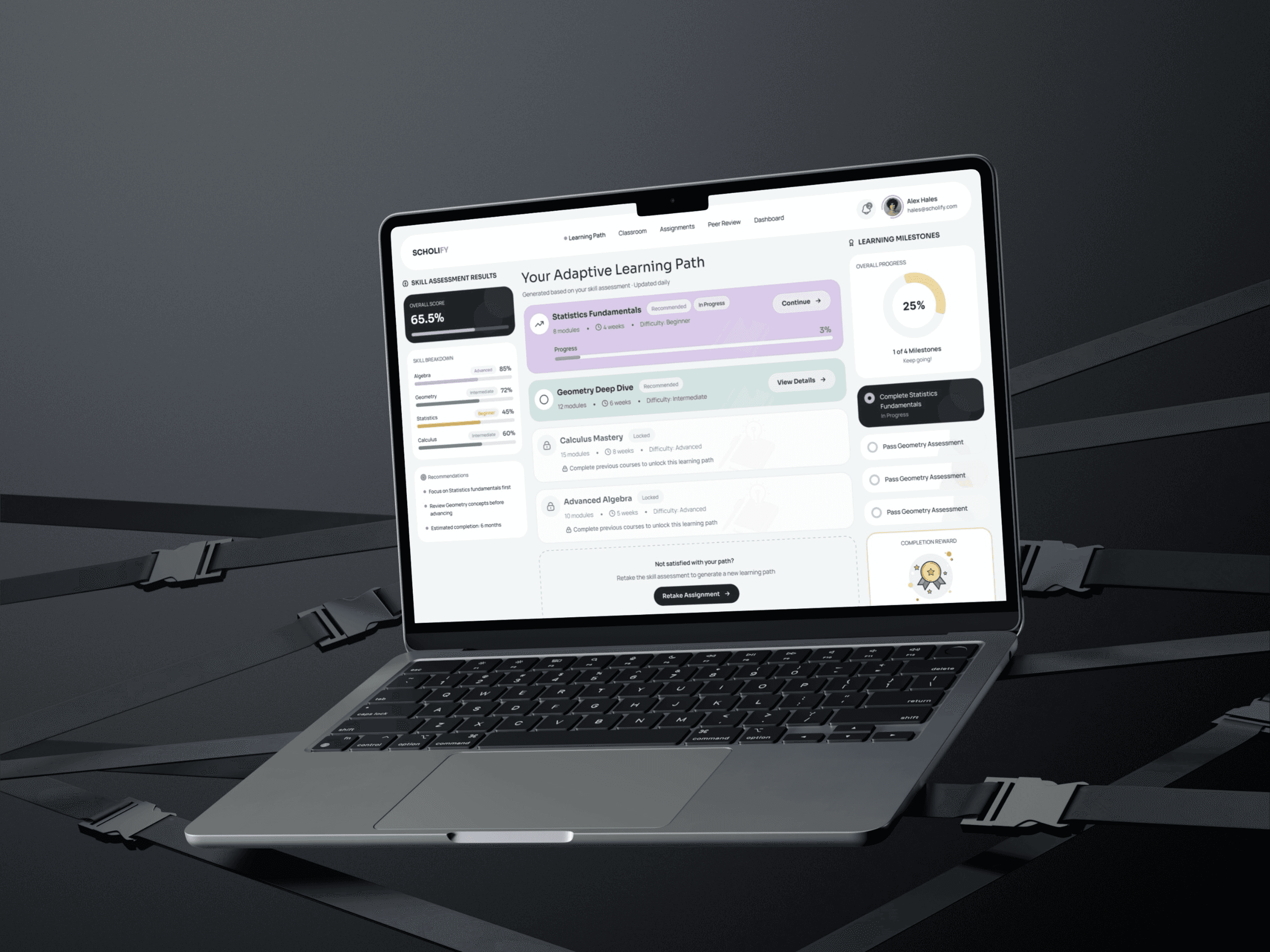 Laptop dashboard UI