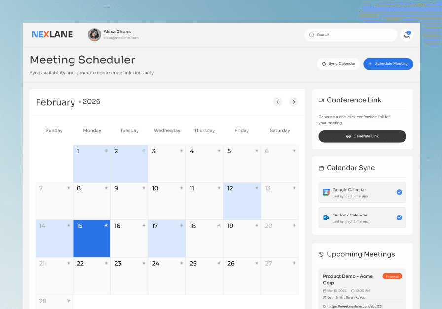 Meeting scheduler UI